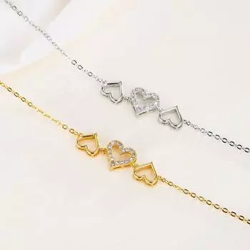 Браслет с двойным сердцем, женские украшения, новые аксессуары, браслет с персиковым сердцем жёлтый