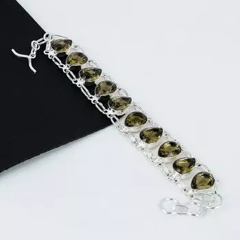 Браслет с дымчатым топазом Драгоценный камень с дымчатым топазом Браслет ручной работы из стерлингового серебра 925 пробы Браслет с дымчатым топазом для подарка Браслет унисекс в стиле бохо для нее 8