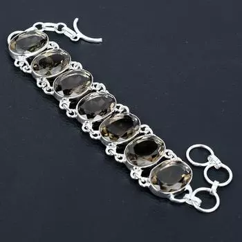 Браслет с дымчатым топазом, ювелирный браслет из стерлингового серебра 925 пробы, ювелирный браслет с дымчатым топазом для женщин, браслет, подарки для нее 8