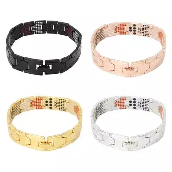 Браслет съемный регулируемый шестиугольный многоточечный магнитный терапевтический мужской браслет Black