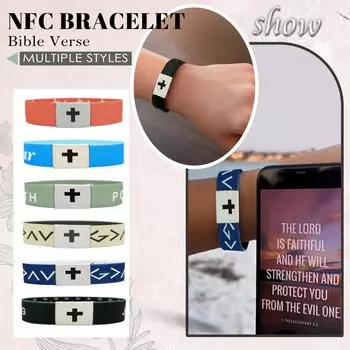 Браслет с ежедневными стихами из Библии, браслет с ежедневными молитвами, браслет, который говорит, нажмите на браслет с помощью смартфона, унисекс, 7 дюймов, 1 шт. One Size бежевый