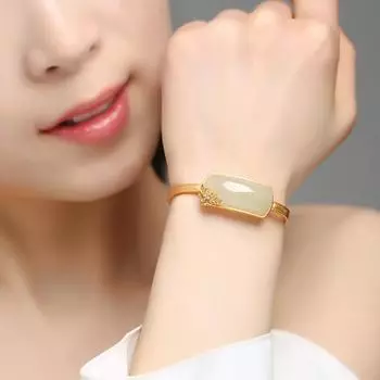 Браслет с геометрией из нефрита для леди, подарок маме, модный браслет из серебра 925 пробы, открытый размер, женский браслет