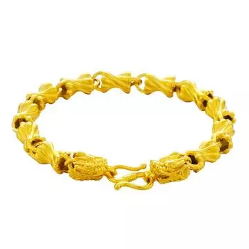Браслет с головой дракона из песочного золота Цельная модель Вьетнамское песочное золото Мужской и женский браслет Ювелирные аксессуары Женский