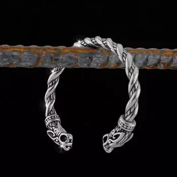 Браслет с головой волка из нержавеющей стали 316L, браслет из модного бутика Nordic Viking серебряный