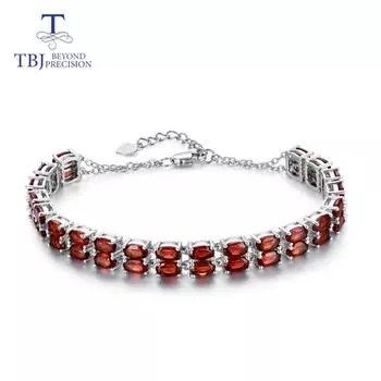 Браслет с гранатом, натуральный драгоценный камень, серебро 925 пробы, элегантный дизайн, изысканные украшения для женщин, жены, хороший подарок на годовщину 22.5cm красный