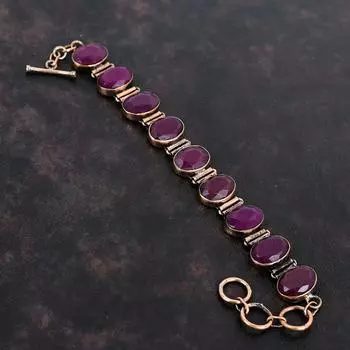 Браслет с граненым кашмирским рубином, медный браслет, регулируемый браслет-цепочка, браслет из драгоценных камней высшего качества, медные ювелирные изделия ручной работы, подарки для папы