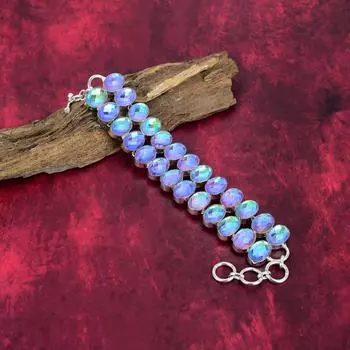 Браслет с граненым мистическим топазом, браслет из цельного серебра 925 пробы, ювелирные изделия из драгоценных камней ручной работы, подарки для жены, совершенно новый браслет Adjustable with 8 inches белый