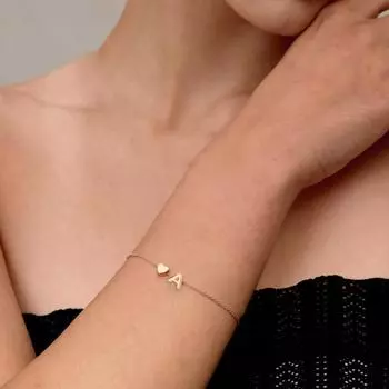 Браслет с инициалами в форме сердца, браслет с буквами в форме сердца, персонализированный браслет с монограммой, 1 шт. One Size