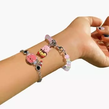 Браслет с изображением медведя из мультфильма, простой регулируемый браслет из бисера, подарок на день рождения для девушки, ювелирные изделия в виде дружбы