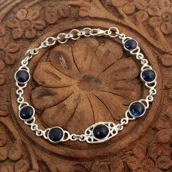 Браслет с кианитом, серебро 925 пробы, женские украшения, эффектные ювелирные изделия, браслет ручной работы синий