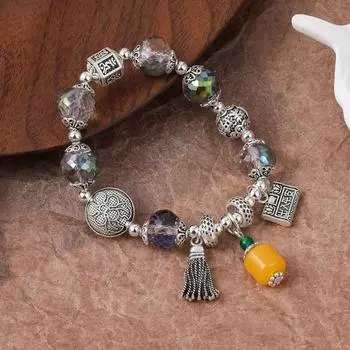 Браслет с кисточками из бисера, пластиковый браслет с подвесками из бисера, украшение для рук в китайском стиле, фотография сделана Style C