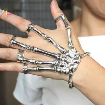 Браслет с когтями скелета и призрака, модный браслет для ночного клуба, браслет с костяными суставами, ювелирные изделия с черепом золотой