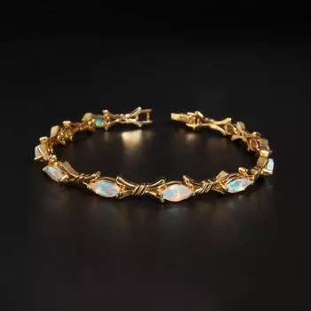 Браслет с крестообразным дизайном и натуральным опалом, цвет насыщенный, красивый и элегантный, из серебра 925 пробы, для женщин и девушек, повседневная одежда, изящные ювелирные украшения 19cm белый