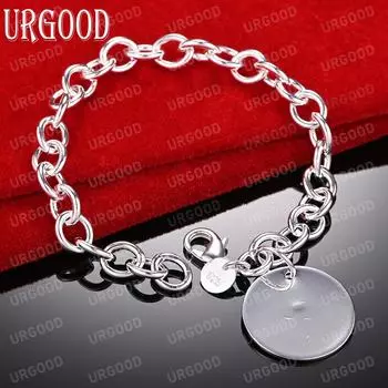 925 стерлингового серебра круглый браслет этикетка модные свадебные украшения 20CM