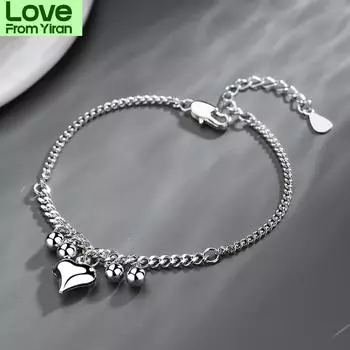 Браслет с круглыми бусинами и кисточками из стерлингового серебра 925 пробы для женщин и девочек, новые ювелирные изделия для вечеринки Sl338