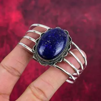 Браслет с лазуритом, ювелирные изделия ручной работы из драгоценных камней, браслет из стерлингового серебра 925 пробы, уникальный дизайн ювелирного браслета Adjustable синий