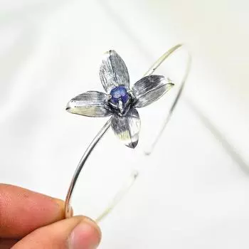 Браслет с лазуритом, ювелирные изделия ручной работы, браслет из стерлингового серебра 925 пробы, дизайнерский браслет с драгоценными камнями, подарок для мамы Adjustable синий