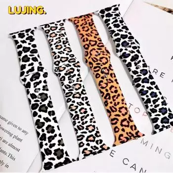 Браслет с леопардовым принтом для Apple Watch 9, 8, 7, 6, 42 мм, 38 мм, 40 мм, 44 мм, 41 мм, 45 мм, ремень для iWatch Ultra 49 мм 5 4 3 se, силиконовый ремешок для девочек For 38mm 40mm 41mm