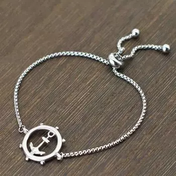 Браслет с лодкой и якорем для мужчин и женщин, регулируемая модная серебряная цепочка в стиле океана, ручная работа, браслет викингов, пляжные украшения, подарок серый
