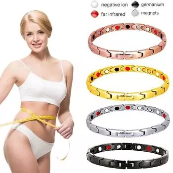 Браслет с магнитной терапией для женщин и мужчин, магнитный браслет, лимфатический Детокс, браслет для похудания, помощи во сне, ювелирные изделия для здоровья чёрный