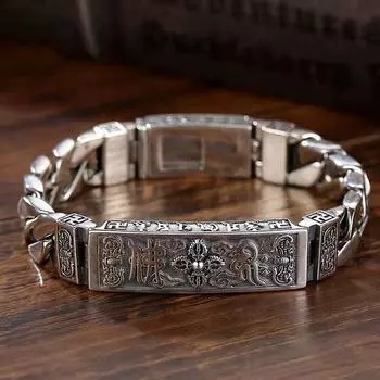 Браслет с мантрой на санскрите из шести символов для мужчин и женщин, ретро-браслет Bathand 18CM