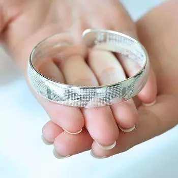 Браслет с мантрой Шурангама из стерлингового серебра 999 пробы с полной мантрой, защитой Священных Писаний, браслет с сердечными сутрами, однотонный открытый для мужчин и женщин Adjustable size