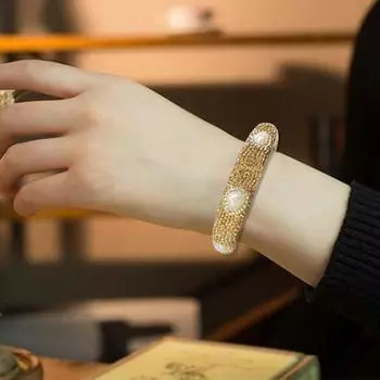 Браслет с медным покрытием 18K, аромат грязи, пресноводный жемчуг, браслет, браслет, французский модный тренд