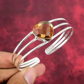 Браслет с морганитом, браслет ручной работы из цельного серебра 925 пробы с драгоценными камнями, старинные ювелирные изделия, регулируемый браслет-цепочка, подарок на помолвку Adjustable оранжевый