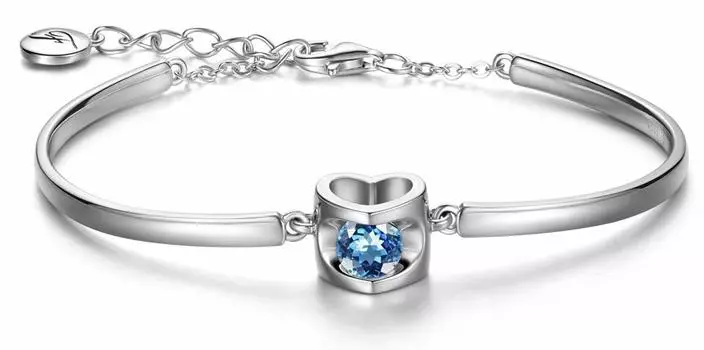 Браслет с мотивом сердца EverFlawless Cubic Christmas из стерлингового серебра 925 пробы, сертификат соответствия, синий [CZ цирконий/не вызывает аллергии]