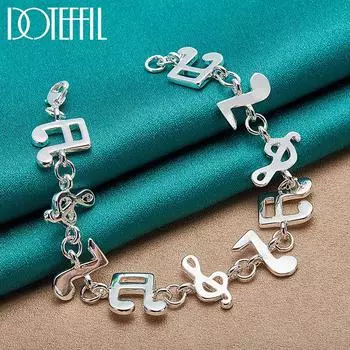 Браслет с музыкальным символом из стерлингового серебра 925 пробы, модные ювелирные изделия 20cm