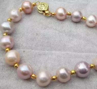 БРАСЛЕТ С НАТУРАЛЬНЫМ РОЗОВЫМ ФИОЛЕТОВЫМ ЖЕМЧУГОМ ЮЖНОГО МОРЯ 8–9 мм