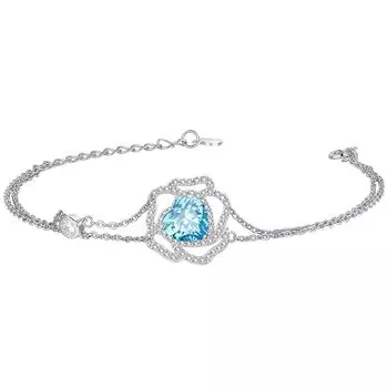 Браслет с натуральным топазом ноябрьская роза, платиновое покрытие, подарочная упаковка в комплекте [KIMIEVOL] Женский, Rose Amour , Камень месяца, Мотив, Покрытый, Серебро, Ювелирные изделия,