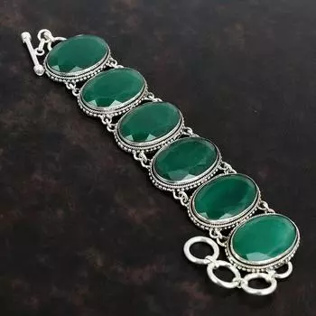 Браслет с ограненным замбийским изумрудом, драгоценные камни, винтажный браслет, браслет из стерлингового серебра 925 пробы, ювелирные изделия ручной работы, регулируемый браслет-цепочка