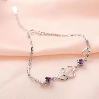 Браслет с переплетенными сердцами, браслет из медного сплава со стразами, женское украшение на запястье на день святого Валентина белый