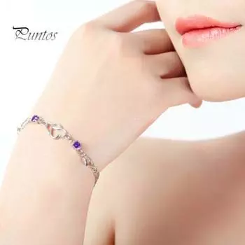 Браслет с переплетенными сердцами, браслет из медного сплава со стразами, женское украшение на запястье, подарок на годовщину ко Дню святого Валентина для ее девушки или жены фиолетовый