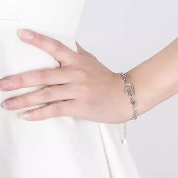 Браслет с переплетенными сердцами, браслет из медного сплава со стразами, женское украшение на запястье, подарок на годовщину ко Дню святого Валентина для ее девушки или жены белый