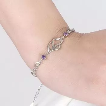 Браслет с переплетенными сердцами, браслет из медного сплава со стразами, женское украшение на запястье, подарок на годовщину ко Дню святого Валентина для ее девушки или жены белый