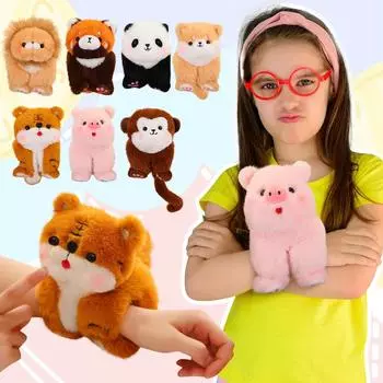 Браслет с плюшевой игрушкой в виде животных, плюшевое стопорное кольцо с героями мультфильмов, удобно носить с собой интерактивную игрушку One Size