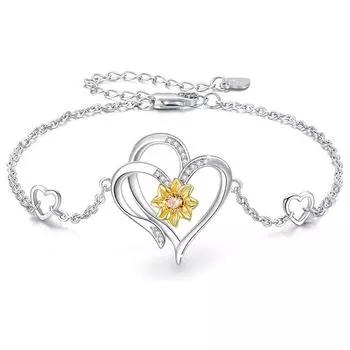 Браслет с подсолнухом для женщин, женские браслеты-цепочки, модные ювелирные изделия в форме сердца, подарок