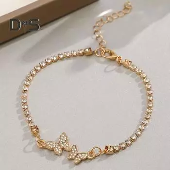 Браслет с подвесками для женщин, элегантный дизайн, регулируемая посадка, идеальный вариант для отпуска, работы, повседневной носки, идеальный подарок на юбилеи, дни рождения, праздники золотистый