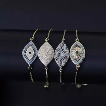 Браслет с подвесками «Глаз дьявола», регулируемый браслет из микроциркония для женщин, подарок на удачу в дружбе, ювелирные изделия с голубыми глазами