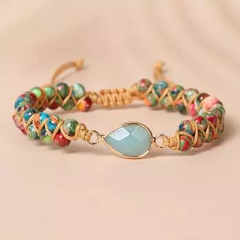 Браслет с подвесками из камня Bohemia, плетеный из ниток, макраме, йога, дружба, любовник, браслет на руку, подарок на день рождения