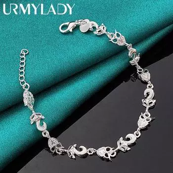 Браслет с подвесками из стерлингового серебра 925 пробы для женщин, модные ювелирные изделия для свадебной вечеринки 20cm