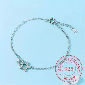 Браслет с подвесками в виде полой звезды из стерлингового серебра 925 пробы для женщин, элегантные подарочные браслеты и браслеты, серебряные ювелирные изделия