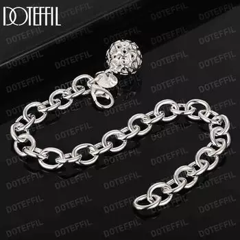 Браслет с подвеской из полого серебра 925 пробы, модные свадебные украшения 20CM