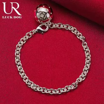 Браслет с подвеской из стерлингового серебра 925 пробы, модные свадебные украшения 20CM