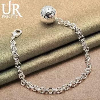 Браслет с подвеской из стерлингового серебра 925 пробы, модные свадебные украшения 20CM