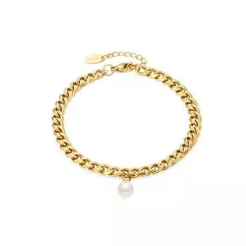 Браслет с подвеской из жемчуга, титановая сталь, не выцветает, простые модные женские украшения из нержавеющей стали