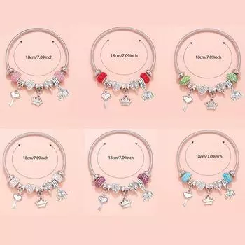 Браслет с подвеской TEMU DIY Pink Love - легкие роскошные украшения с бриллиантами, элегантные и универсальные. KM-24 синий