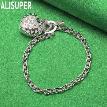 Браслет с подвеской в форме сердца из стерлингового серебра 925 пробы с цирконием AAA, модные свадебные украшения 20CM